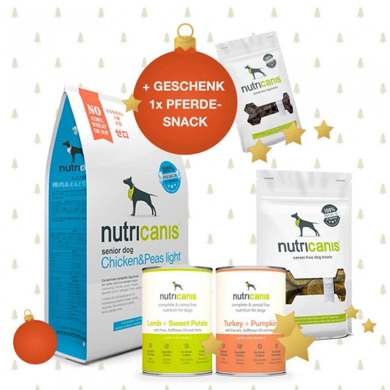 Schlemmerpaket Trockenfutter Senior + Nassfutter + Snacks